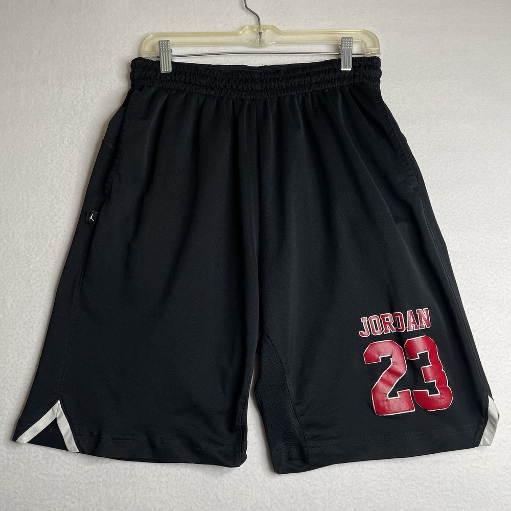 Nike Jordan Rise 4 Basketball Shorts "23" Size Large Black Red Athletic Gym